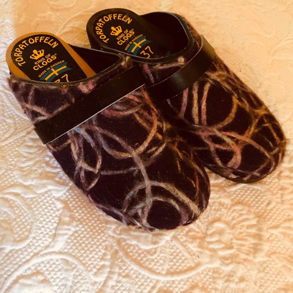 Torpatoffeln Orthopedic Swedish Clogs Purple Boiled Wool Women's EU 37 Sweden